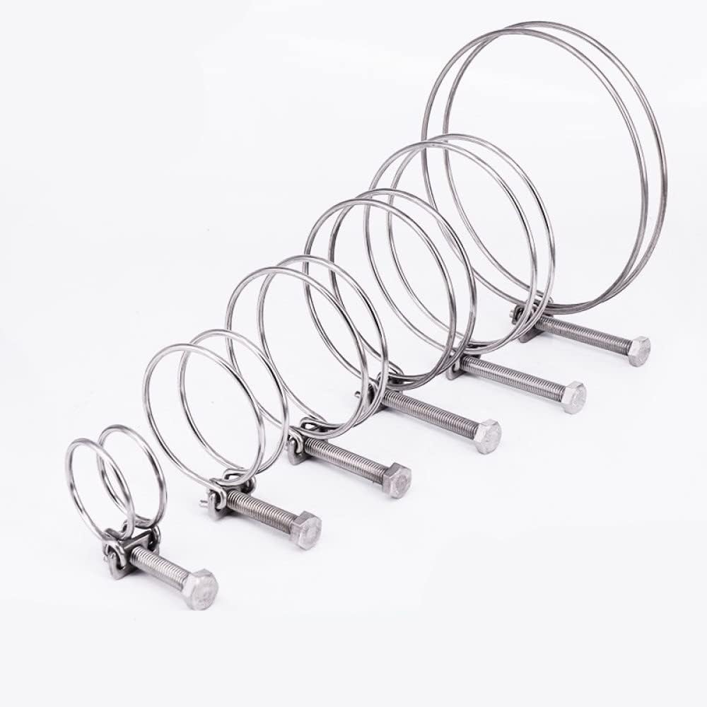 5pcs 11-85mm Double Wire Water Hose Clamp Adjust Pipe Clip SS304 Stainless Steel Tube Pipe Hoop Plumbing Fixture,78,85 x 3mm