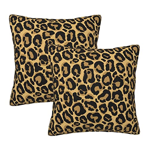 Fiokroo Leopard Throw Pillow Covers Set Of 2 Animal Skin Print Pillow Cushion Cases Square Pillowcases For Sofa Bedroom Living Room Car, 18 X 18 Inch #TOP4