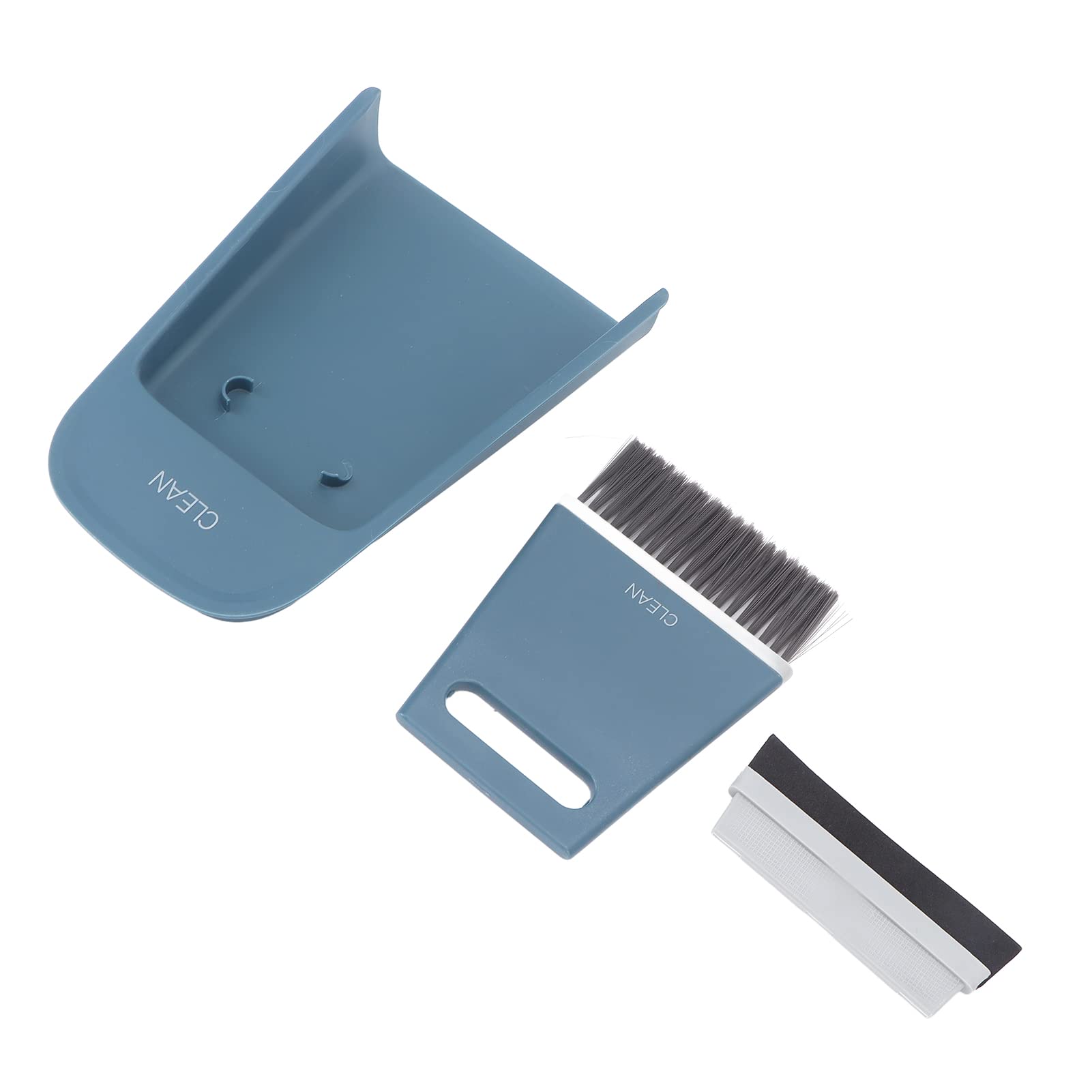 Desk Cleaning Brush Set, High Elasticity Mini Brush Dustpan Set Stuck Point Design PTB Brush Hair for Nail Salon(blue)