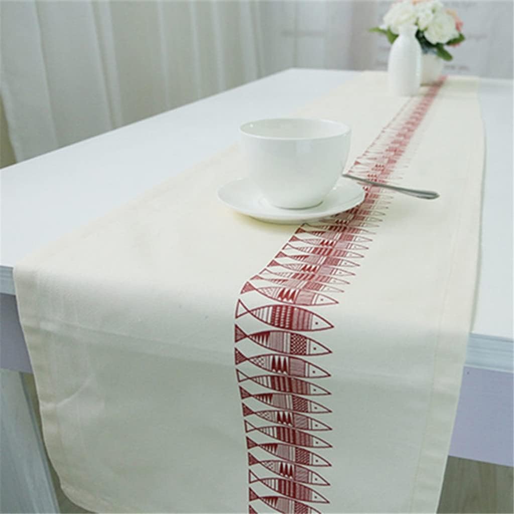 Small Red Fish Table Runner Linen Cotton Tafelloper Tafel Loper(30x180cm)