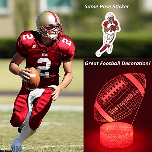 Pefek Football Gifts (Night Light & 50 Stickers) 3D Led Illusion Lamp,16 Color Dimmable Kids' Room Home Decor Table Lamp,Birthday Holiday Christmas Gift For Children Boys Girls Baby & Football Lovers #TOP7