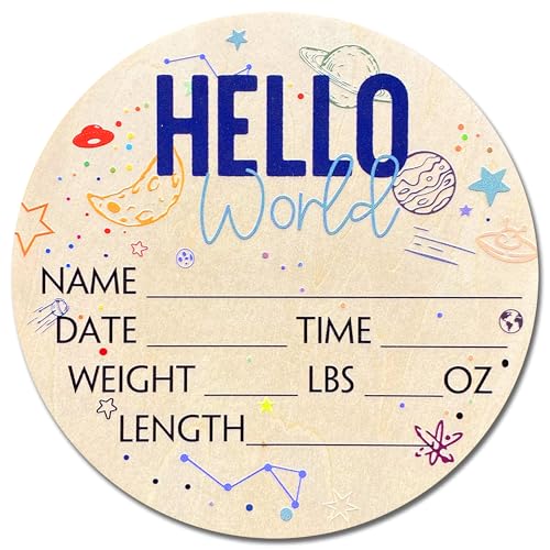 Image of Birth Stat Sign for Newborn Baby, 6" Floral Design, Hello World, Gift for New Mom, Baby Shower, Gender Reveal, Crib & Nursery Decor, Pregnancy Announcement, Photography Prop