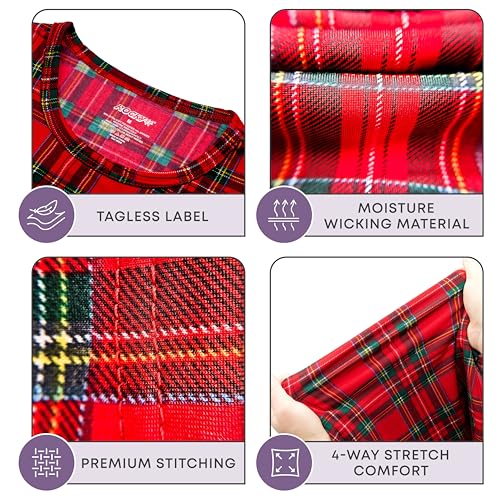 Rocky Thermal Underwear Kids Girls Thermal Underwear Set Long Johns kid Thermals Kid Base Layer kids thermals top bottom set Winter Clothes Shirt Pants Ski/Extreme Cold (Red Plaid, S, Heavy)3