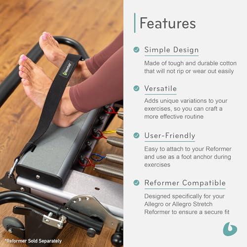 balanced body long footstrap for allegro and allegro stretch reformers pilates equipment accessory cotton or padded 285 inches