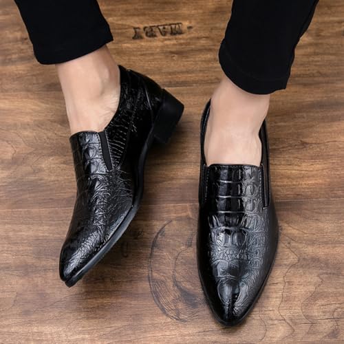Men's Fashion Crocodile - Embossed Leather Shoes, Elegant Formal Footwear - Suitable for Office Days, Ceremonies & Business Trips4