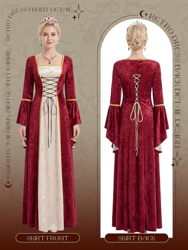 Mepase Medieval Dress for Women Queen Renaissance Costume Red XL by Mepase - Used condition - Image 8