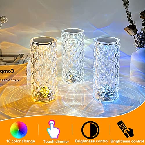 Image of Crystal Diamond Night Light -16 Color RGB Changing LED Lights USB Remote and Touch Control Desk Lamp for Bedroom Living Room Decor Christmas