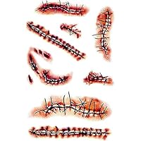 YCYBAB2J 10 Sheets Halloween Temporary Tattoos, Zombie Scar Tattoos, Fake Scars Halloween Costume Makeup for Party Decoration
