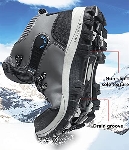 Veslexth Men's Lightweight Snow Boots Men Winter Warm Lining Anti-Slip Mid Top Leather Sneakers for Hiking Working Driving Outdoor Trekking Hiker Shoes4