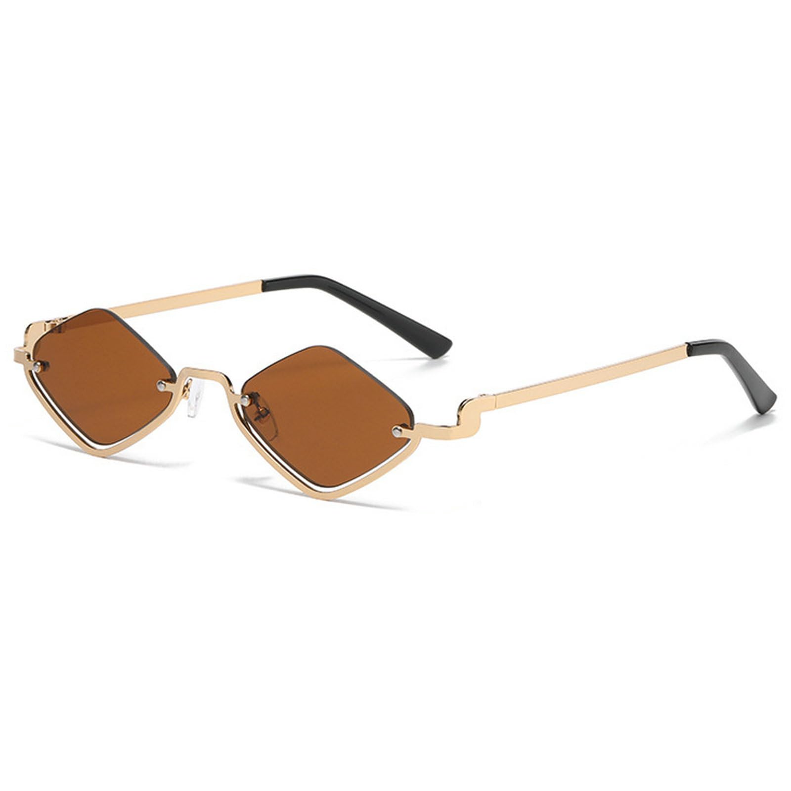 mincl Metal Half Frame Women's Sunglasses Polygonal Sexy Small Sun Glasses Ladies Fashion Luxury Narrow Eyeglasses Shades