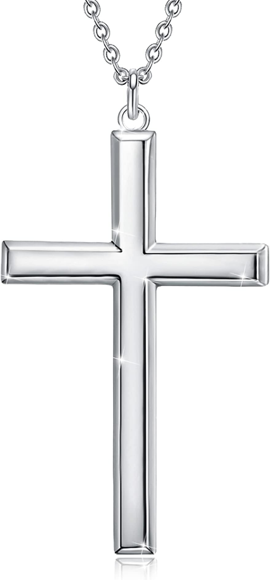 GOXO Cross Pendant Necklace 925 Sterling Silver Cross Chain Necklace for Women for Men's Cross Pendant