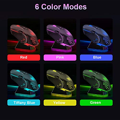 ONIKUMA Gaming Mouse Wired USB Optical Computer Mice with RGB Backlit, 6 Programmable Buttons, 6400 dpi Optical Sensor, Ergonomic Gaming Mice for PC Laptop Windows Mac
