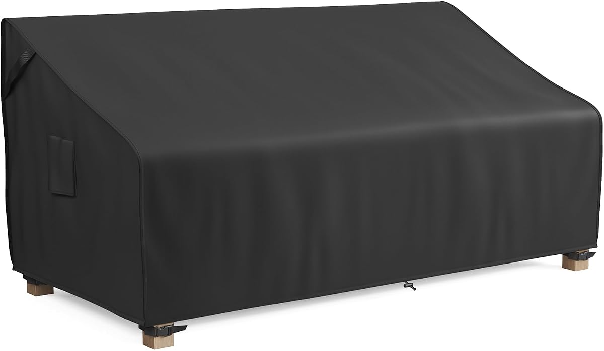 SEÑOR. COVER Funda para sofá de exterior de 3 plazas, impermeable, funda para muebles de patio de 80 pulgadas para sofá, poliéster resistente y costuras dobles, negro clásico