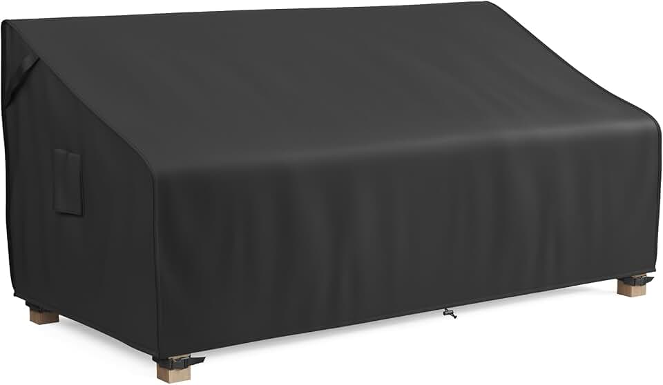 MR. COVER 3-Seater Outdoor Couch Cover Waterproof, 80 Inch Patio Furniture Cover for Sofa, Heavy Duty Polyester &amp; Double-Stitched Seams, Classic Black Global Recycled Standard