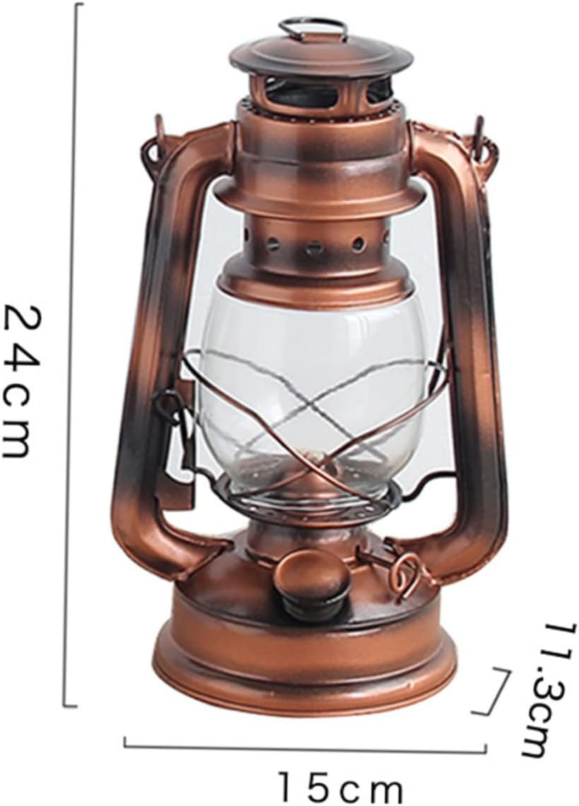 Holibanna 2pcs Vintage Kerosene Lamp Portable Oil Lantern with Glass Cover Rustic Metal Crafts for Home Decoration Outdoor Camping and Emergency Lighting