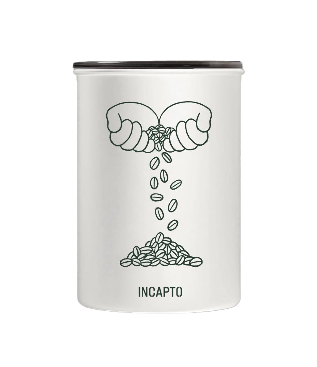 Incapto Coffee and Food Storage Container | Galvanized Steel | Airtight Canister | Coffee Container | Airscape® System with Patented Lid | Preserves Freshness and Flavor | White - 500g