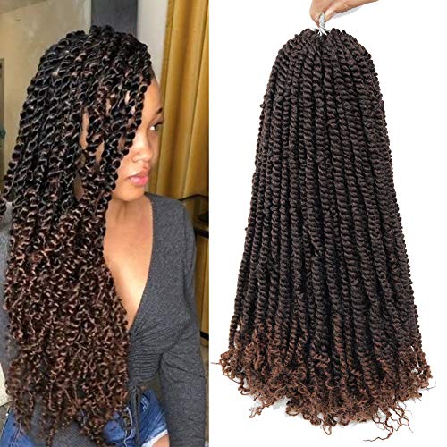 7 Packs Pre-Twisted Passion Twist Hair 18 Inch Long Water Wave Passion Twist Crochet Hair Briads Pre-Looped Passion Twist Low Temperature Fiber Braiding Hair Extensions 16Root/Pack (18INCH, 1B-30)