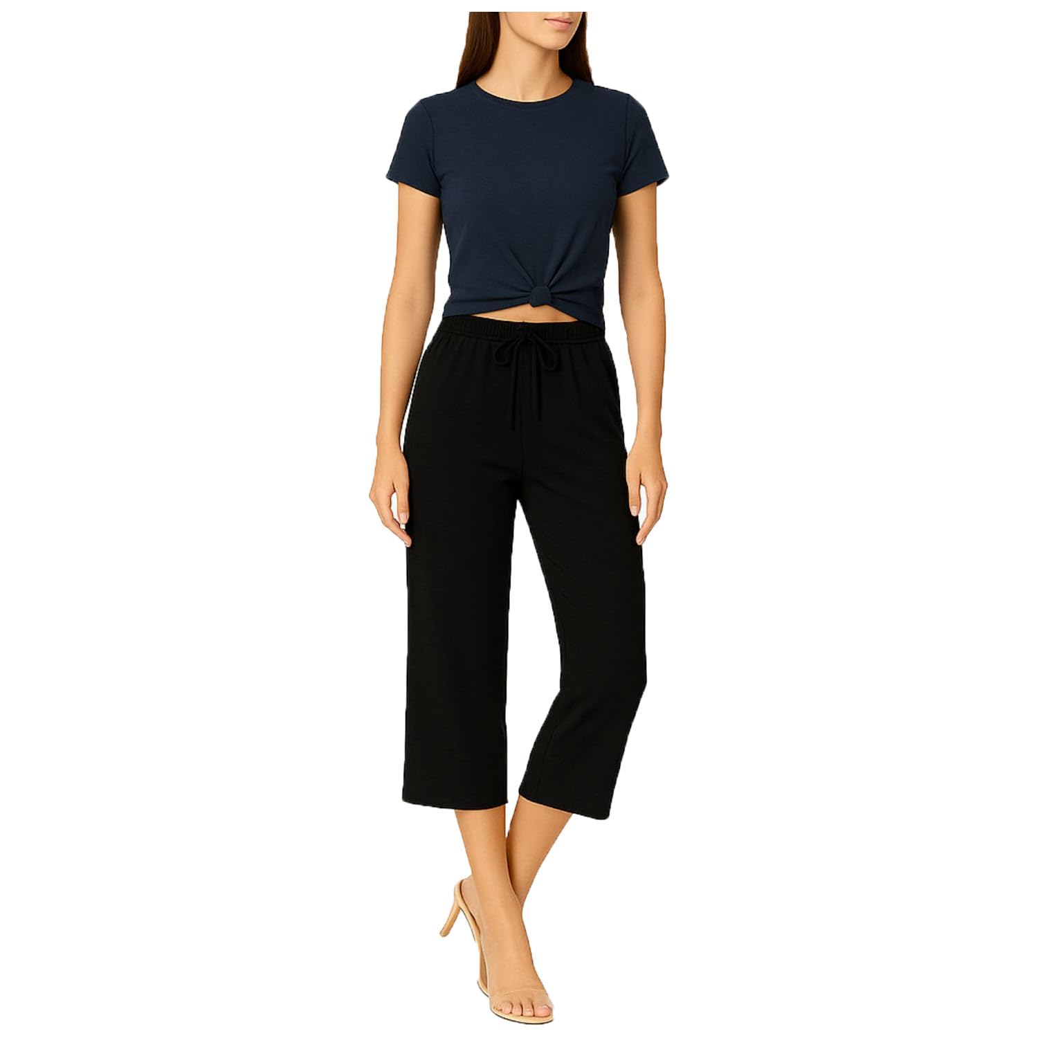 Women's Cotton Plain Loosefit Capri, 3/4th Capri, Trousers For Girls Pack Of 1 (Black)-picture-11