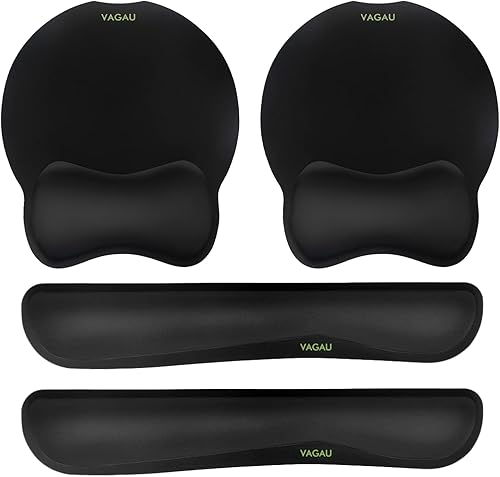 VAGAU Reposamuñecas para teclado y mouse pad de alta calidad, juego de espuma viscoelástica ergonómica para oficina, laptop, Mac, computadora y