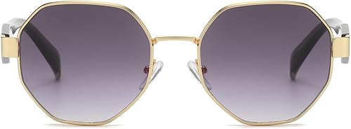 HJSTES Gafas de sol pequeñas de polígono para mujer y hombre, lentes cuadrados, lentes degradados, protección UV