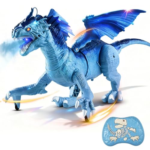TALGIC Remote Control Dragon, Dragon for Kids with Spraying, Roaring, Swaying Head, Wings, Light-Up Interactive Robot Dinosaur Toys for Boys and...