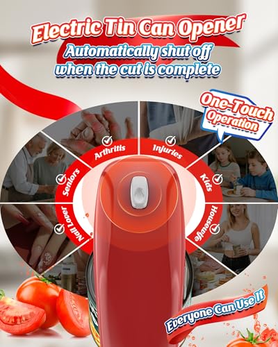 Rechargeable Electric Can Opener Auto Stop Can Opener for Kitchen for Seniors, Arthritis and Mum One Touch Button Electric Tin Openers Jar Opener No Sharp Edges and Without Hurting Hands USB Cable - Image 3