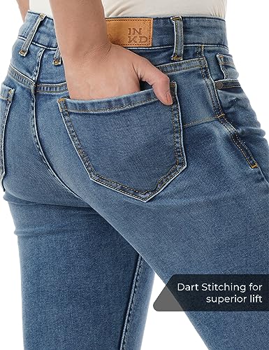 Image of INKD Women's Zero-Gape Super Skinny Jeans - Mid-Rise | Cotton Blend | Stretchable Fabric | Classic 5 Pocket Styling | Jeans for Women