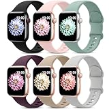 6 Pack Sport Silicone Bands Compatible with Apple Watch Band for Women Men