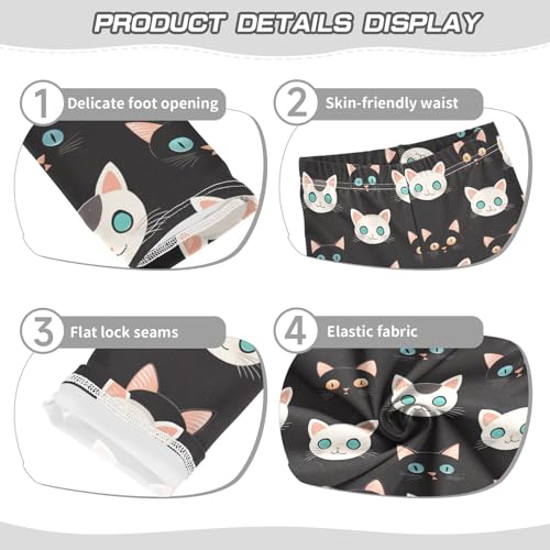 Cat Girls' Leggings Toddler Doodles Funny Kids Yoga Pants Dance Active Tights 4T3