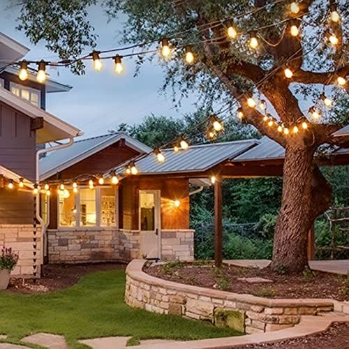 Zuske LED Outdoor Garden String Lights, 100FT/30M Festoon Patio Lights Mains Powered with 50+3 LED Filaments Shatterproof Waterproof IP65 Vintage Plastic Bulbs for Garden Party Wedding Warmwhite