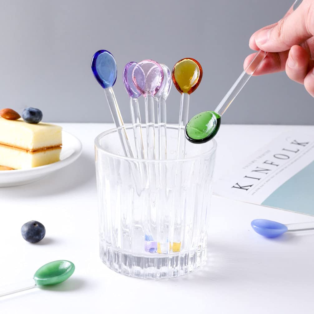 6 cucharas de té helado, cuchara de café, cuchara de helado de cristal, cucharas de agitación de cóctel, barra Swizzle Stick
