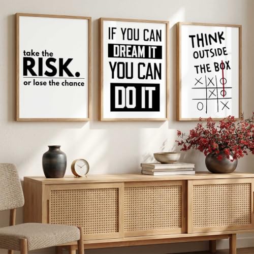 Image of kotart Daily Affirmation Framed Aesthetic Poster inspirational Wall Art with Positive Motivational Quotes Framed Poster for Living Room Bedroom Decor Set Of 3 (35x37 Inch)