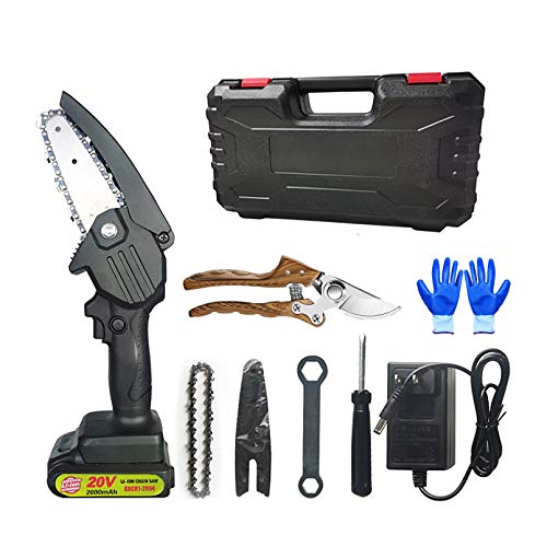 Handheld Mini-KettensäGe 4-Zoll-Elektro-Akku-KettensäGen, Tragbare ElektrokettensäGen Astschere KettensäGe Mit 1 Batterien,Schwarz