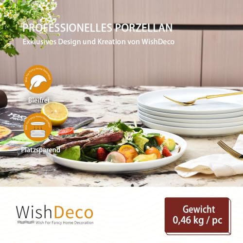 WishDeco Keramik Teller 6er Set, Flache Speiseteller 23cm – Ansicht 5