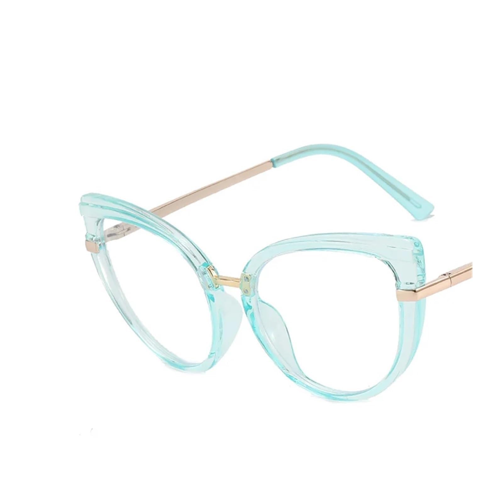 KLJUddGY Cat Glasses Blocking Eyewear Frames Geometric Spectacles for Computer Non Prescription Eyeglasses Fashion Reading Glasses Cateye(Clear Blue Clear)