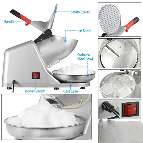Electric Ice Crusher, Snow Cone Maker with Dual Stainless Steel Blades, Ice Crushing Machine for Home, Restaurant, and Commercial Use - Image 3