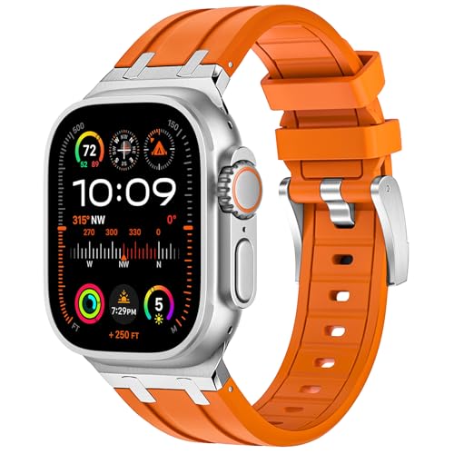 Mazuboho for Apple Watch Bands for Men 49mm 45mm 44mm 42mm, AP Liquid Silicone Rubber iWatch Bands and Stainless Steel Buckle Designed for Apple Watch Ultra 2 Band/Ultra Series 9 8 7 6 5 4 3 2 1 SE
