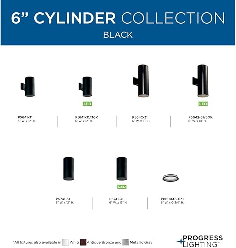 Miniatura 6 de Progress Lighting P5642-3130K Cilindro Exterior, Negro