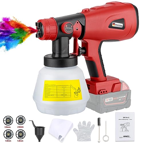 Image of Choerinton Paint Sprayer Compatible with Milwaukee M18 18V Battery, Cordless HVLP Electric Paint Gun with 3 Spray Patterns & 4 Nozzle Sizes for House, Furniture & Cabinet Painting (Tool Only)