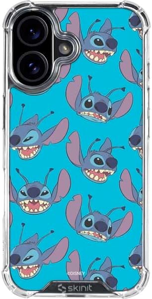 Skinit Clear Phone Case Compatible with iPhone 16 Plus - Officially Licensed Disney Lilo and Stitch Stitch and Angel Design