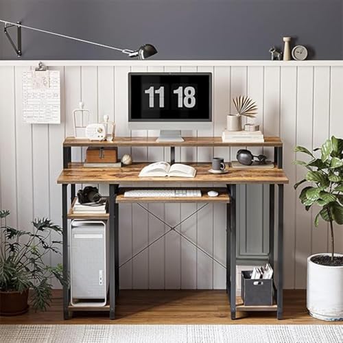 Image of Un-Desk Nova Computer Table for Home Office and Study Table with 3 Shelf Workstation Desk for Desktop Pc Laptop and Gaming with Keyboard Tray Reversible Shelf Left and Right 120 CM Forest Dark