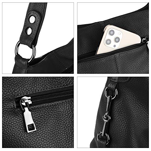 Image of YALUXE Women's Real Leather Shoulder Bags Hobo Handbag Purse Crossbody Bag | Soft Genuine Leather, Convertible, Cross-body Bag, Multiple Pockets, Large Capacity, Medium Size