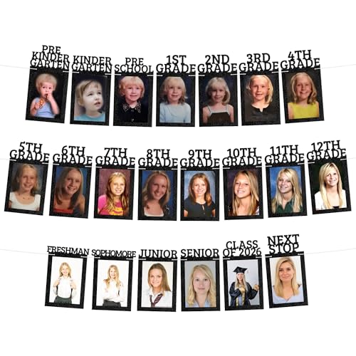 Image of KatchOn, Felt K-12 Graduation Photo Banner 5x7 - Photo Cards 12+6 | Grad Banner 2026 Personalized | Kindergarten Grad Backdrop | Graduation Decorations 2026