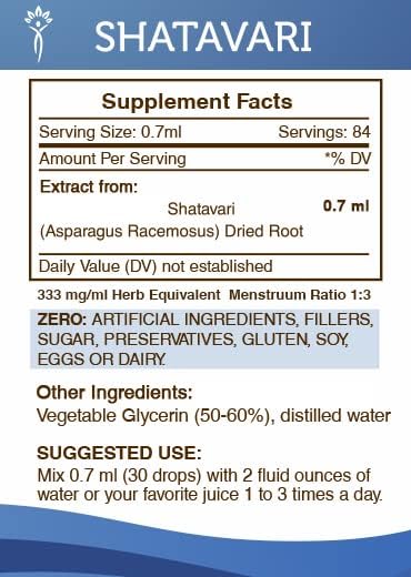 Miniatura 4 de Secrets of the Tribe Shatavari Extracto líquido sin alcohol, Shatavari (Asparagus Racemosus) raíz seca (2 onzas líquidas)