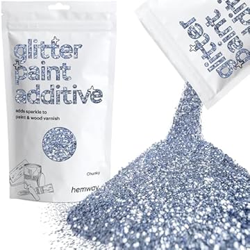 Hemway Glitter Paint Additive - Azure Blue | 100g Chunky Metallic Flakes for Adding Sparkle to Paints & Wood Varnish | Add to Emulsion, Acrylic & Latex for Indoor Sparkly Walls