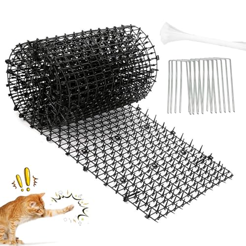 Dornengitter Gegen Katzen 30 × 200 cm Katzenabwehrmatte mit Spikes Kunststoff Katzenschutz Spike Garten Katzenabwehr mit 10 U Nägel Anti Katzen Abwehr für Wildtiere Inner Außer