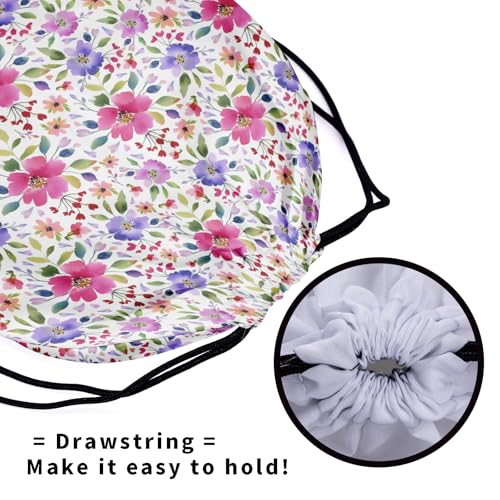 Image of Nerxy Floral Grip Bag - Spring Gymnastics Grip Bag Summer Gymnasts Gym Bag Pink Flower Drawstring Gift Bag Gym Storage Pouch for Sports Party Favors