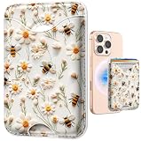 Shorogyt Compatible with Magsafe Wallet Magnetic Card Holder - Floral Honey Phone Wallets for Women Teen Girls Cute for iPhone 17/16/15/14/13/12 Series Slim for Apple Mag RFID Magnet, Fit 3 Cards