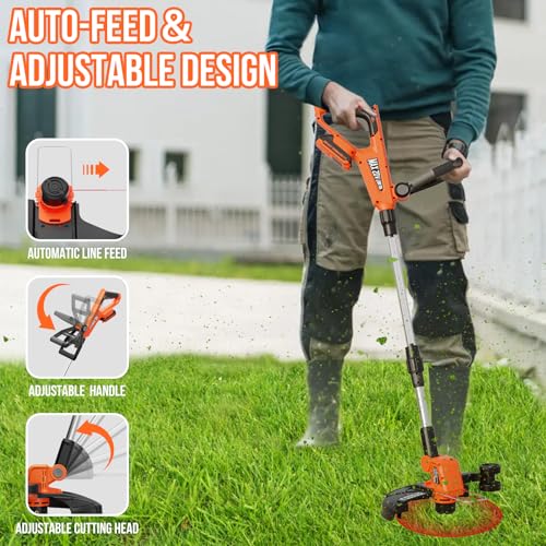 image for VARSK 12 Inch 20V Cordless Weed Wacker with Automatic Line Feed, 2 in 