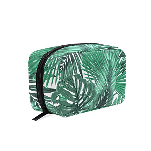 ALAZA Tropical Palm Monstera Leaves Makeup Case Bag Appropriate Capacity Portable Beauty Girl And Women Cosmetic Bags Storage Bags for Travel